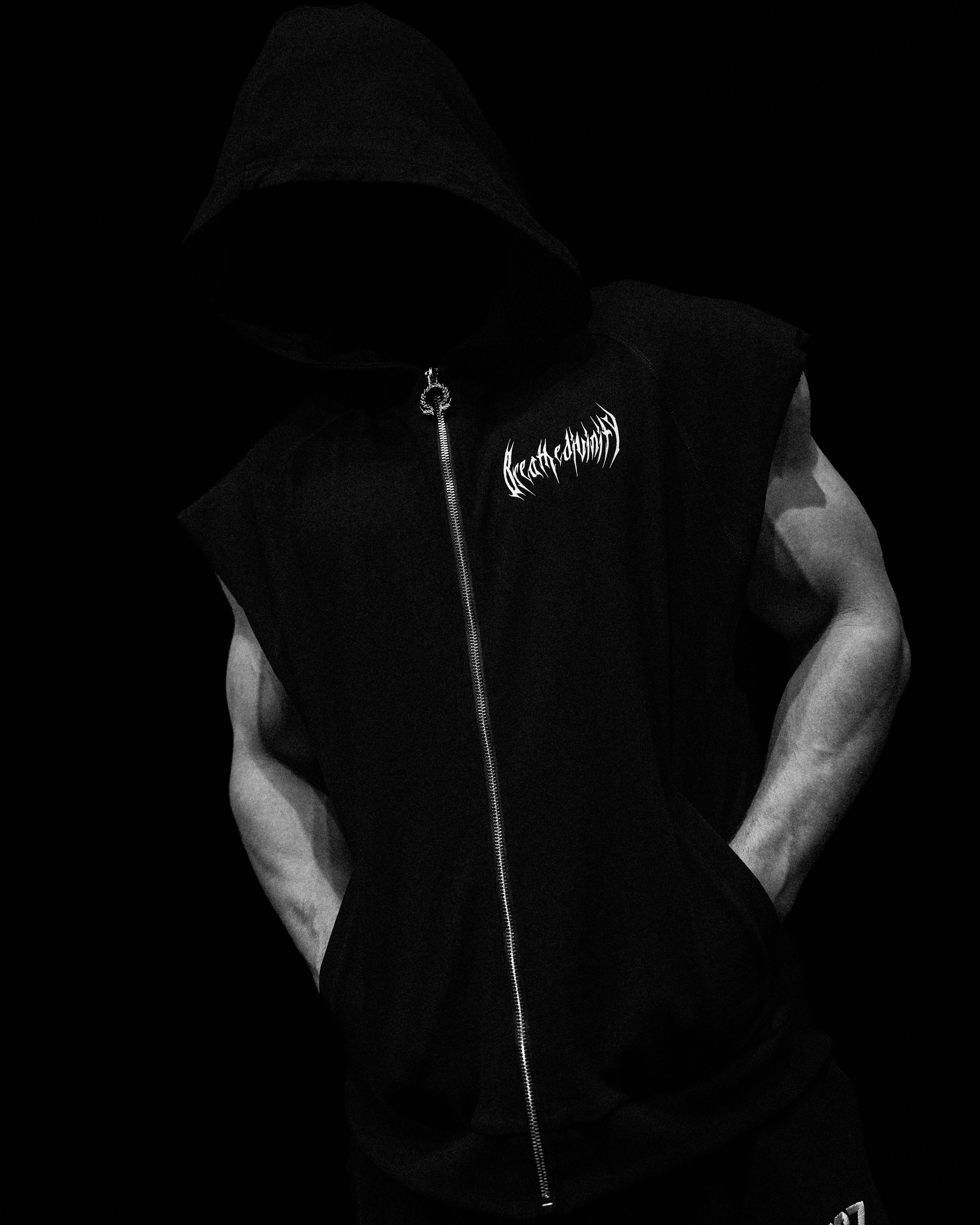 Venom Cutoff Zip-up Hoodie [VOID BLACK] – Breathedivinity