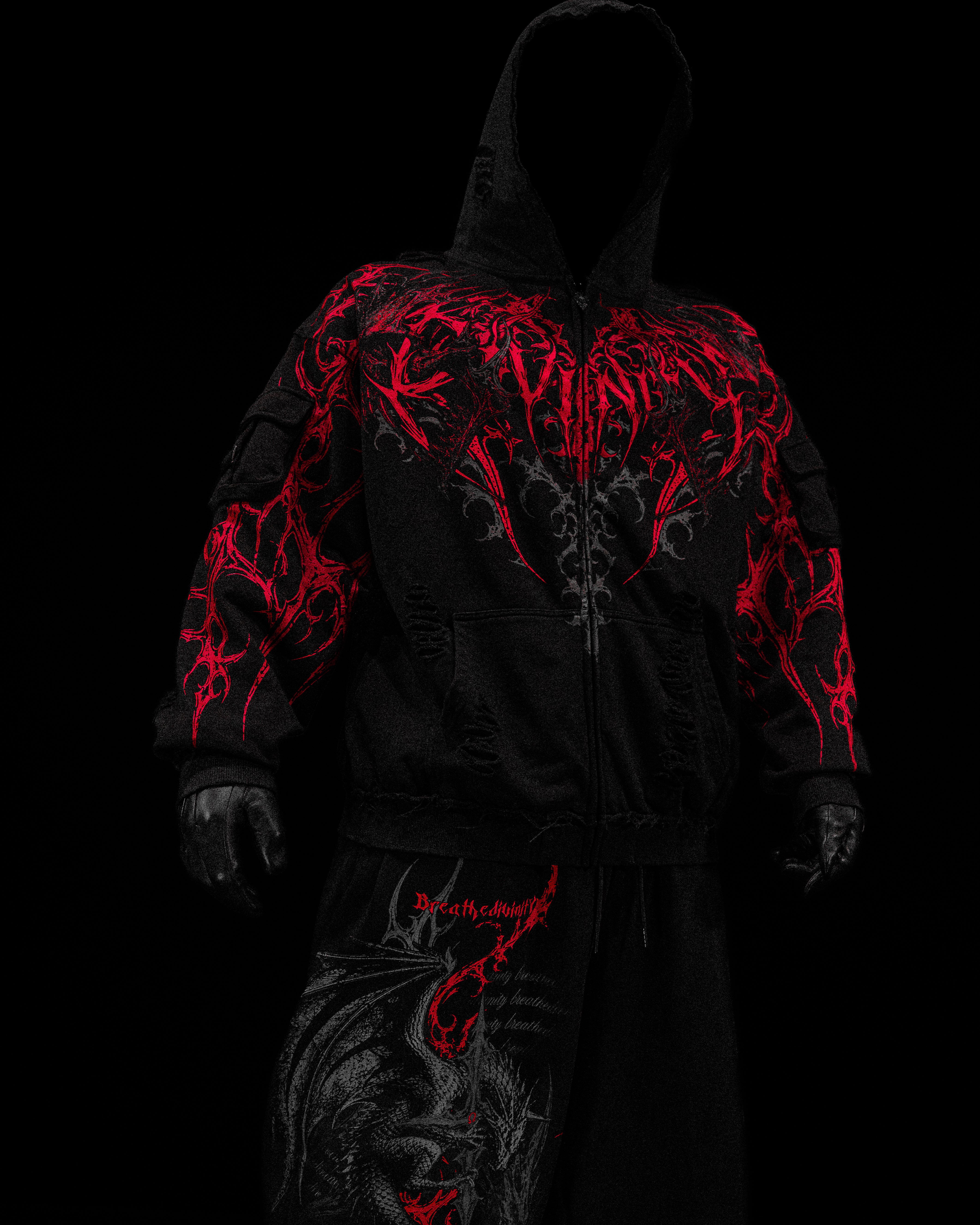 Vindicator Tarnished Cargo Oversized Zip-up Hoodie [NIGHTMARE