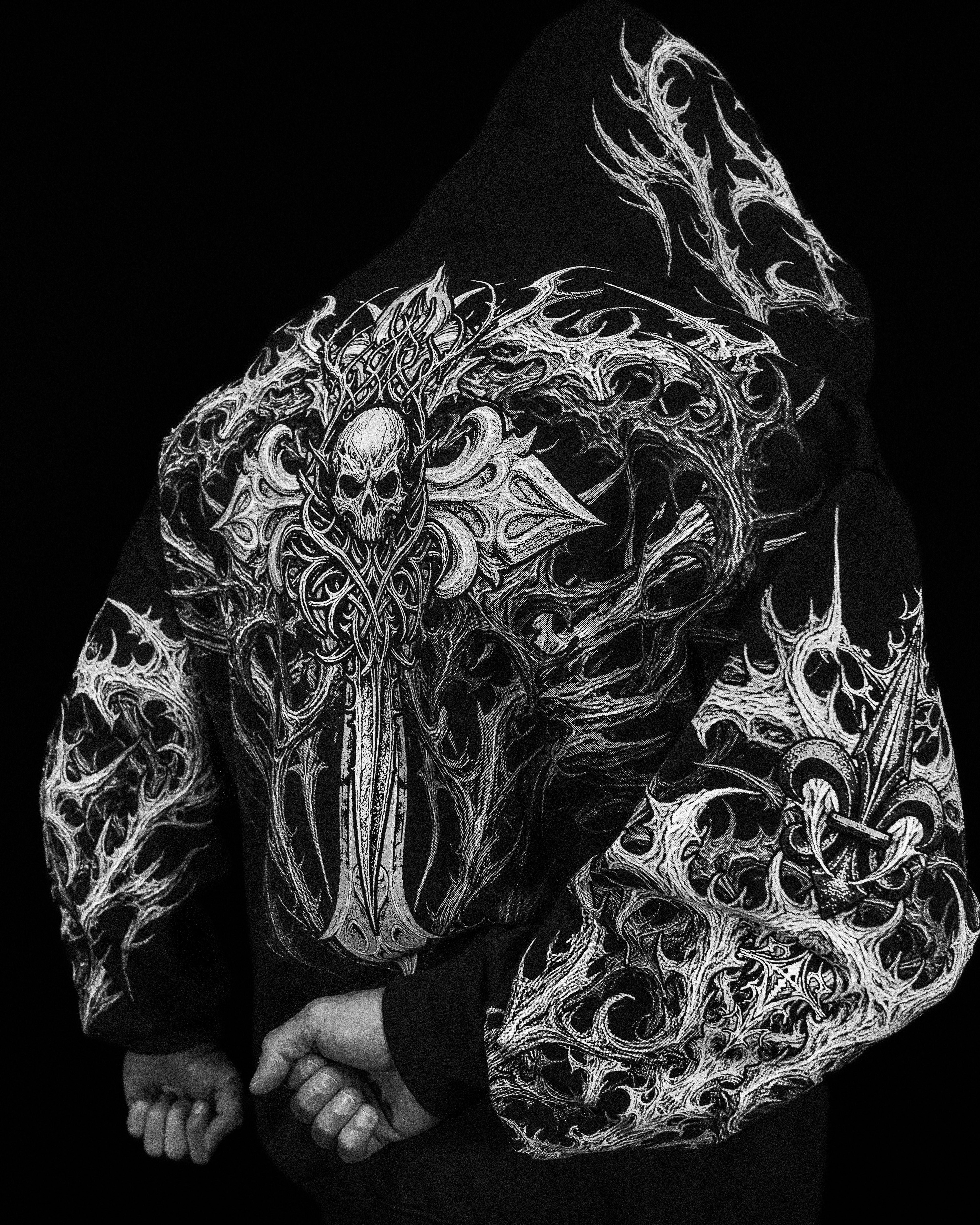 Heavenly Knight Oversized Zip-up Hoodie [VOID BLACK] – Breathedivinity