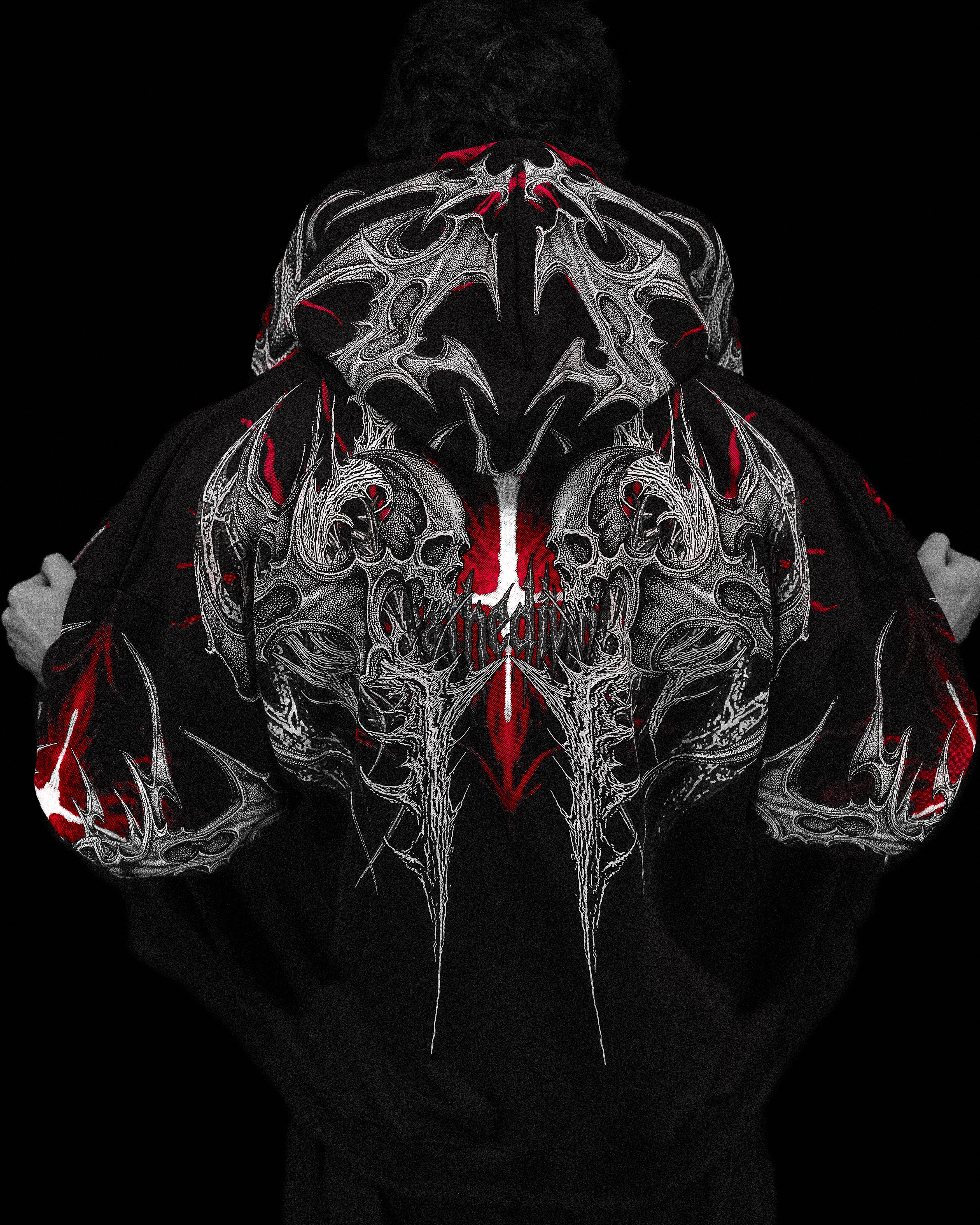 Death Blight Oversized Zip-Up Hoodie [HEAVENLY RED] – Breathedivinity