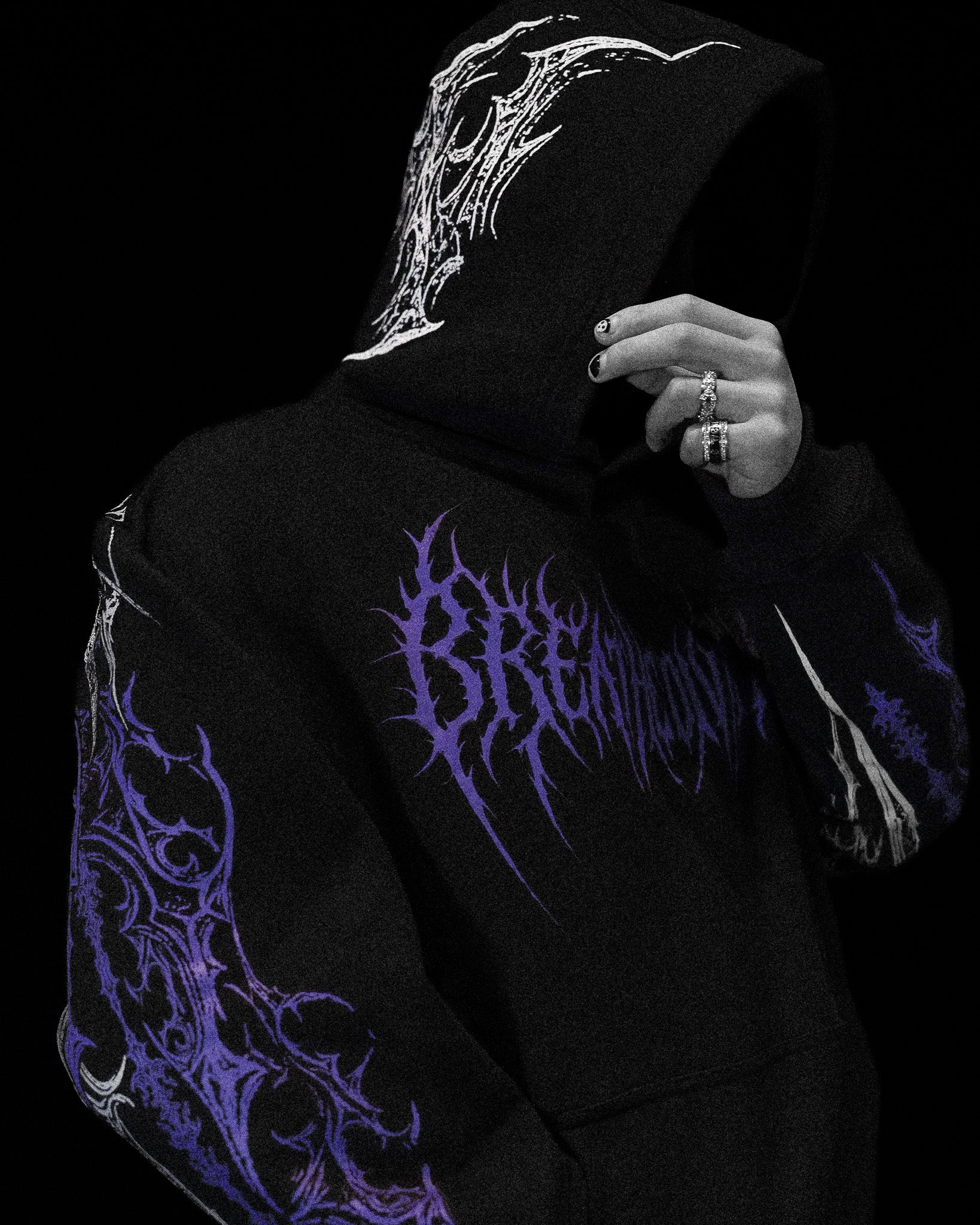 Dragon Blade Oversized pullover hoodie [HOLLOW PURPLE