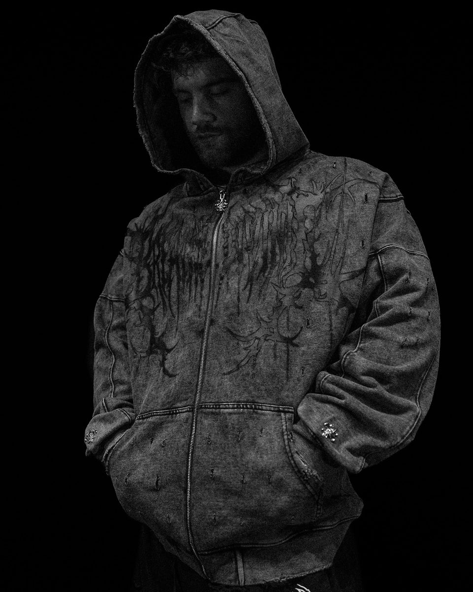 Mens Tarnished Zip-up Hoodie [VINTAGE] – Breathedivinity
