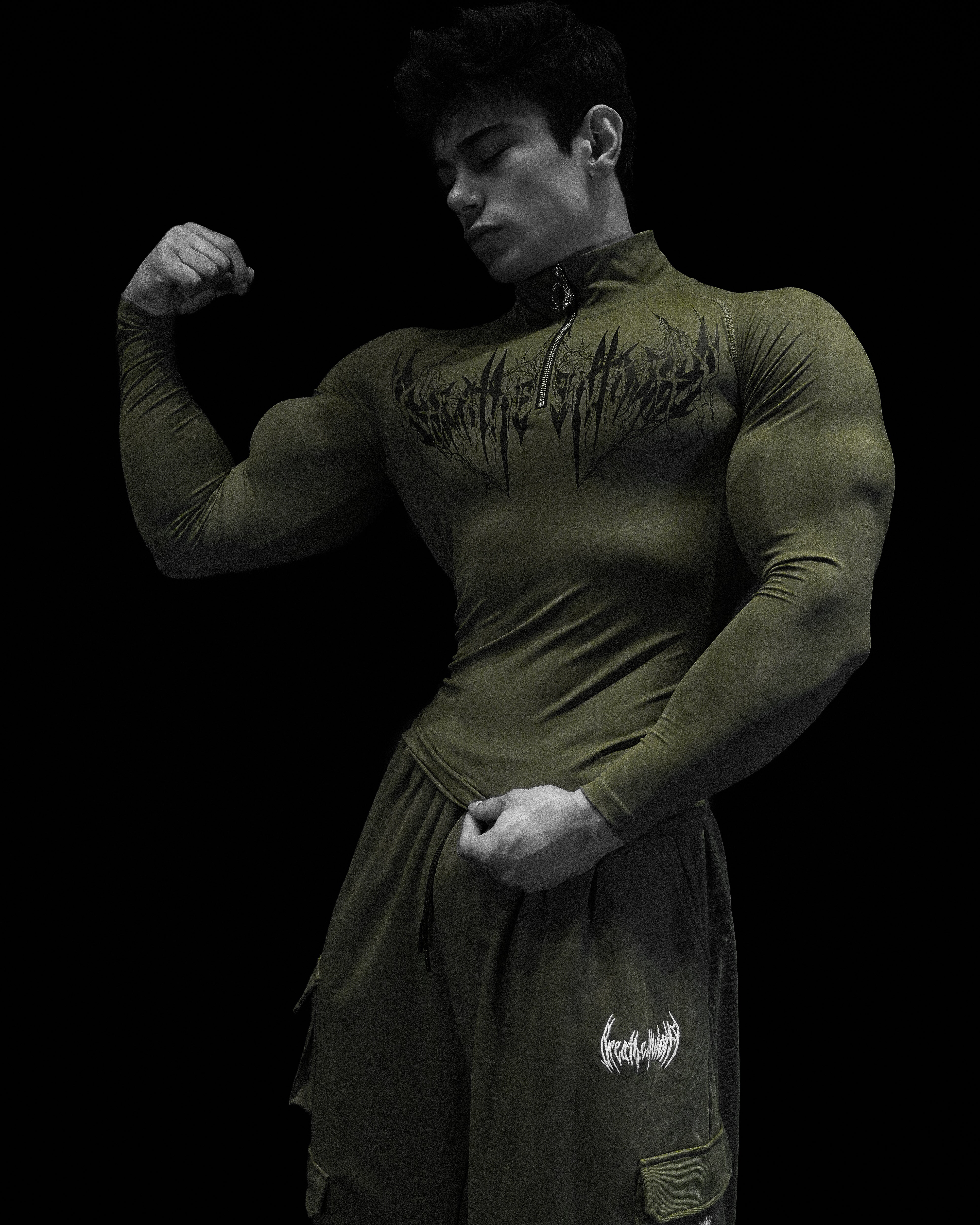 Void Tech™ Deathwing Longsleeve Quarter Zip Compression [OLIVE
