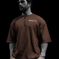 Oversized Elegance Waffle Henley [HAZELNUT]
