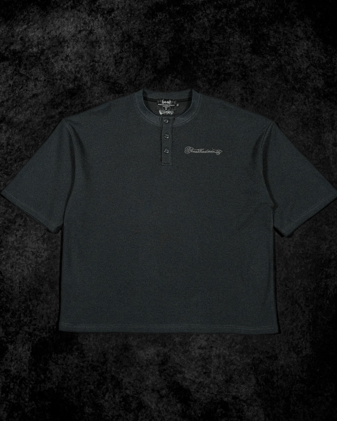 Oversized Elegance Waffle Henley [BLUEBERRY MUFFIN]