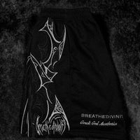 Skeletal Embroidered Bodybuilding mesh shorts [VOID BLACK]