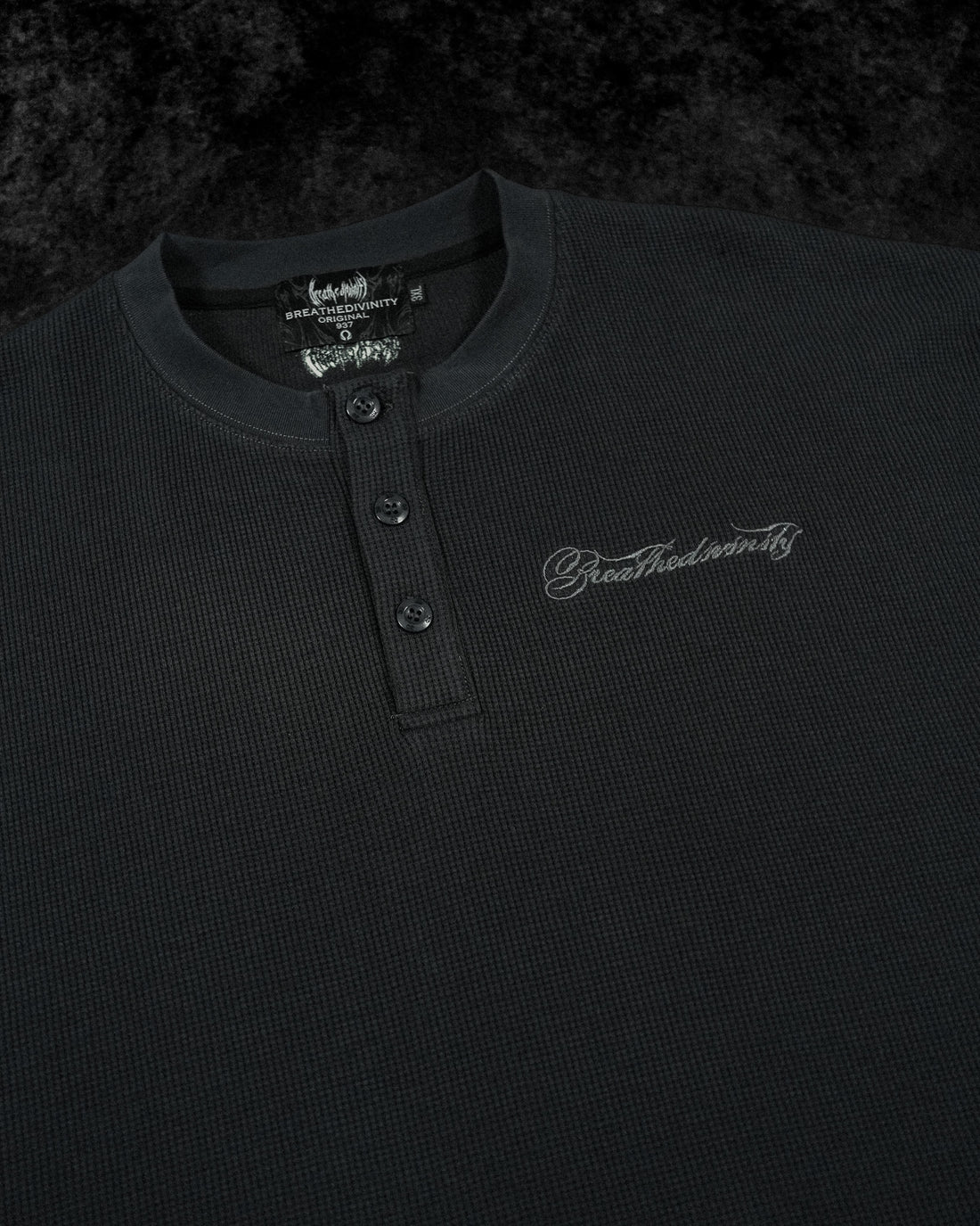 Oversized Elegance Waffle Henley [BLUEBERRY MUFFIN]