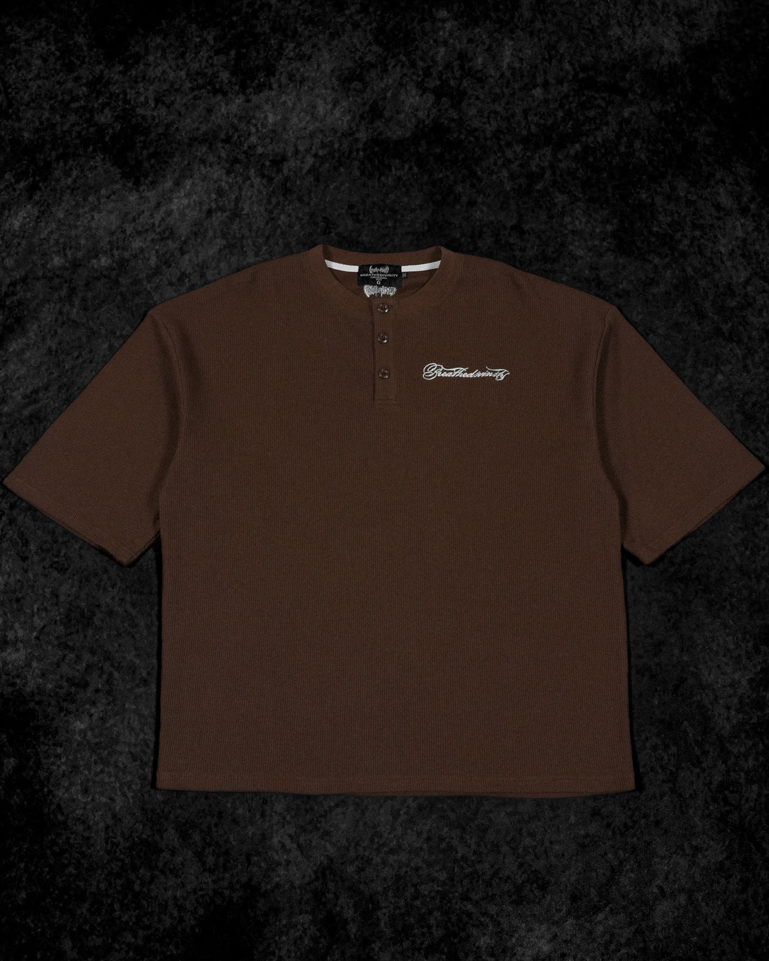 Oversized Elegance Waffle Henley [HAZELNUT]