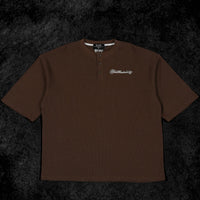 Oversized Elegance Waffle Henley [HAZELNUT]