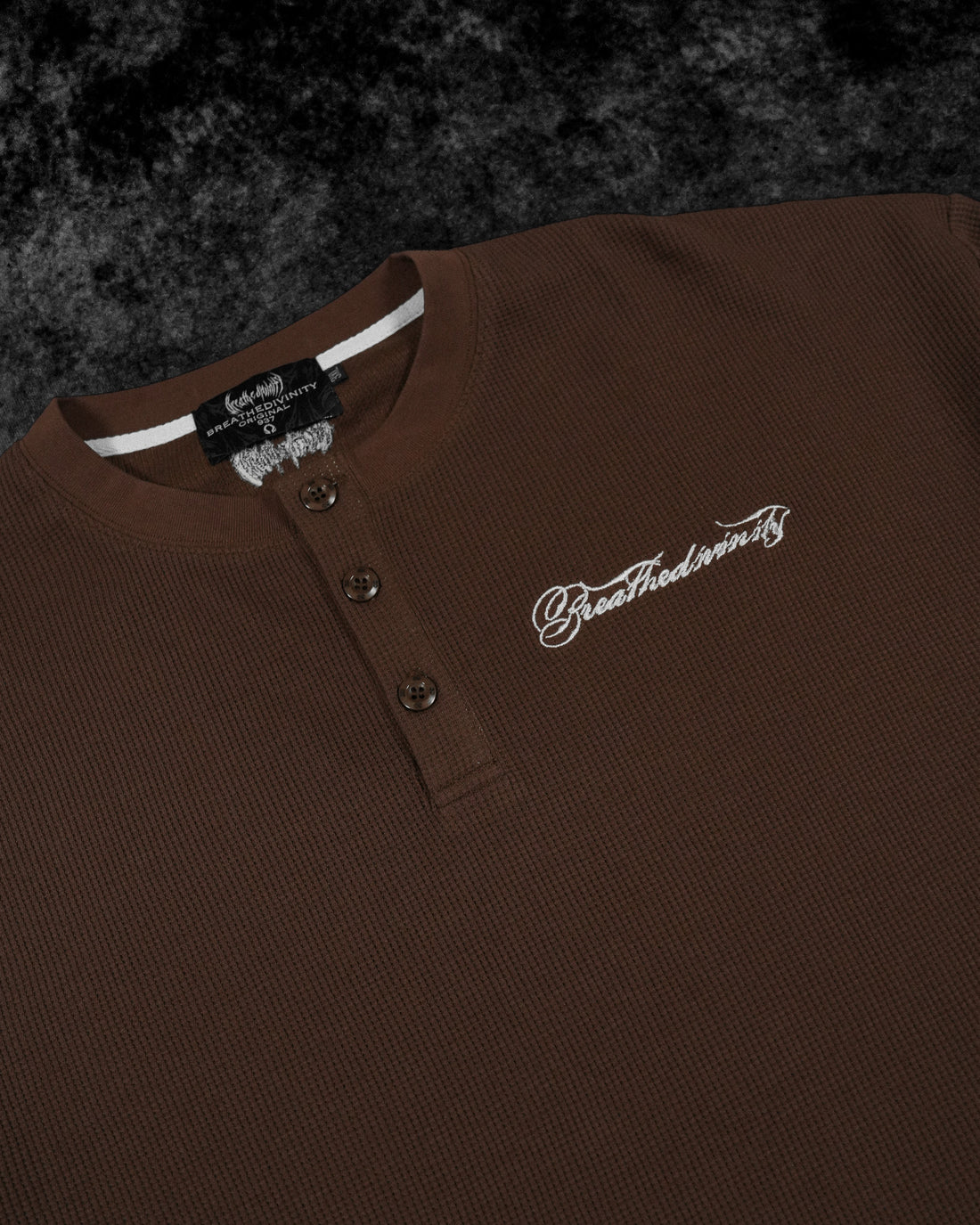 Oversized Elegance Waffle Henley [HAZELNUT]