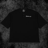 Oversized Elegance Waffle Henley [VOID BLACK]