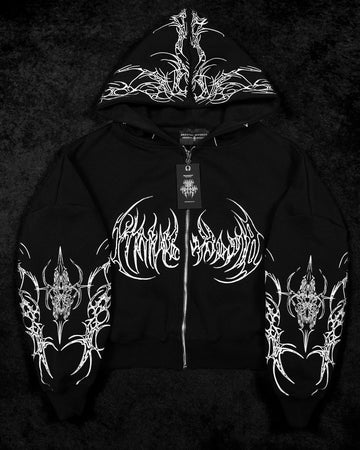 Women's Scarlet Kiss Cropped Zip-up Hoodie [ECLIPSE]