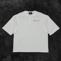 Oversized Elegance Waffle Henley [IVORY]