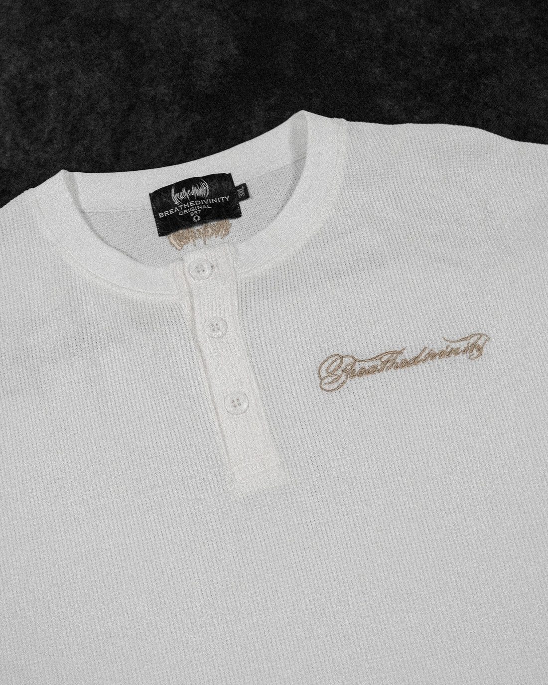 Oversized Elegance Waffle Henley [IVORY]