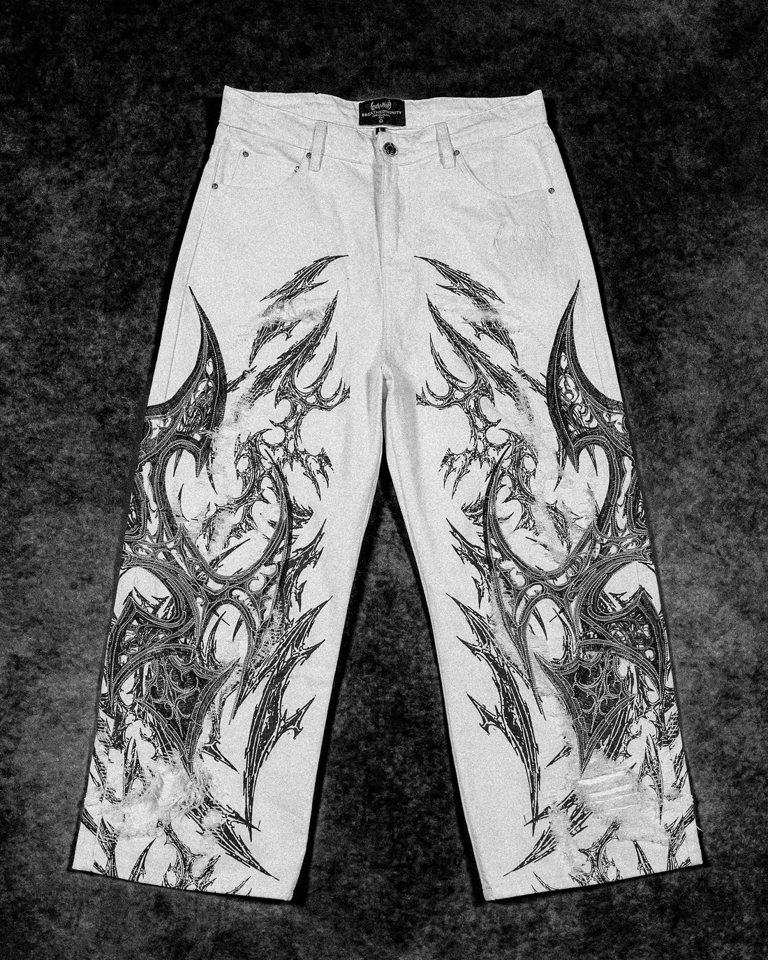 Soul Decay Oversized Distressed Denim Jeans [DIVINE WHITE]