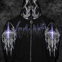 Death Blight Oversized Zip-Up Hoodie [HOLLOW PURPLE]