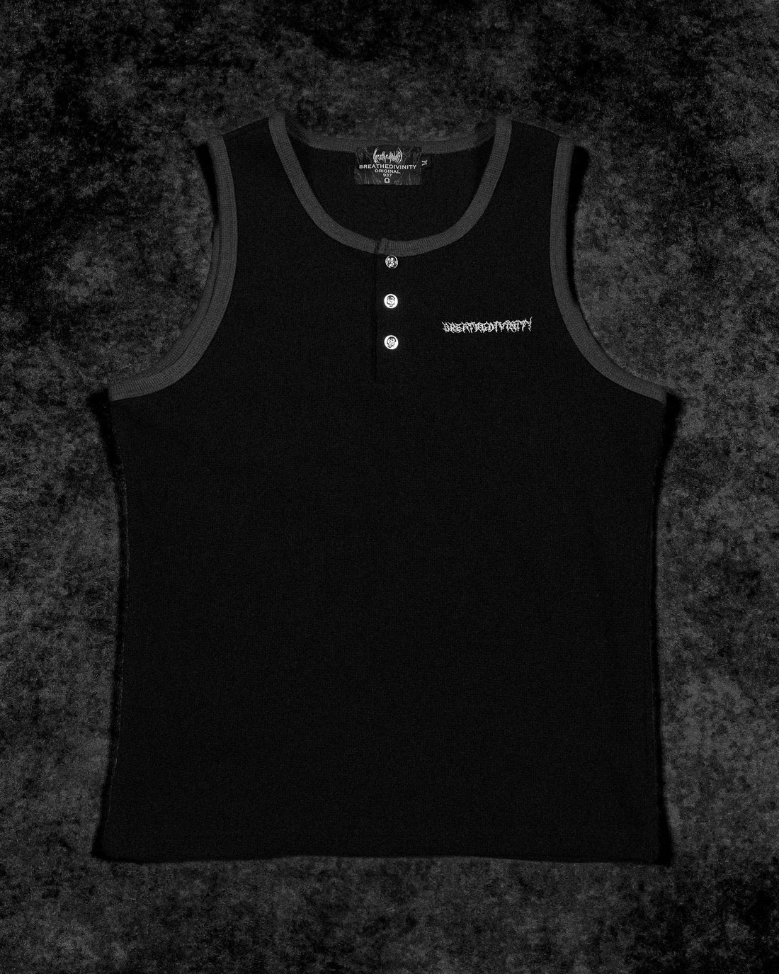 Metallic Henley Cut-off [MIDNIGHT]