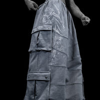 937 Embroidered Tactical Oversized Uncuffed Cargos [GUN METAL]
