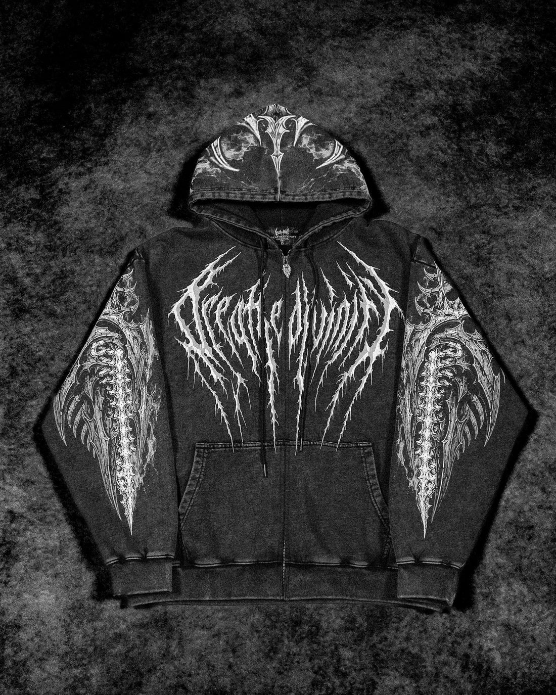 Death Slayer Oversized Zip-up Hoodie [GHOST VINTAGE WASH]