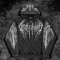 Death Slayer Oversized Zip-up Hoodie [GHOST VINTAGE WASH]