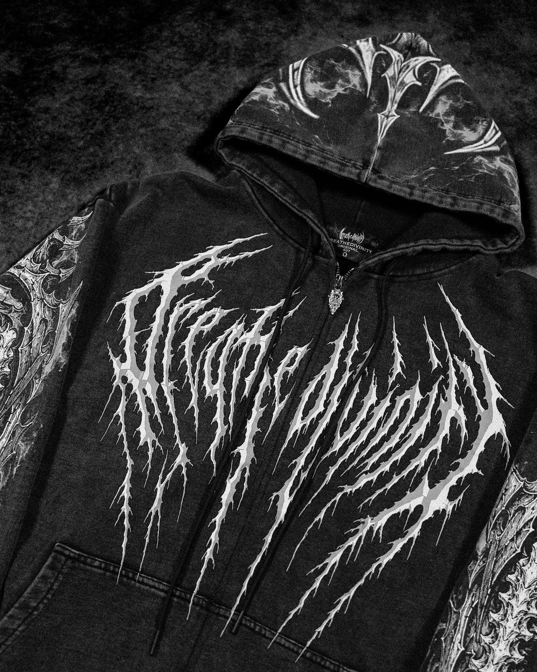 Death Slayer Oversized Zip-up Hoodie [GHOST VINTAGE WASH]