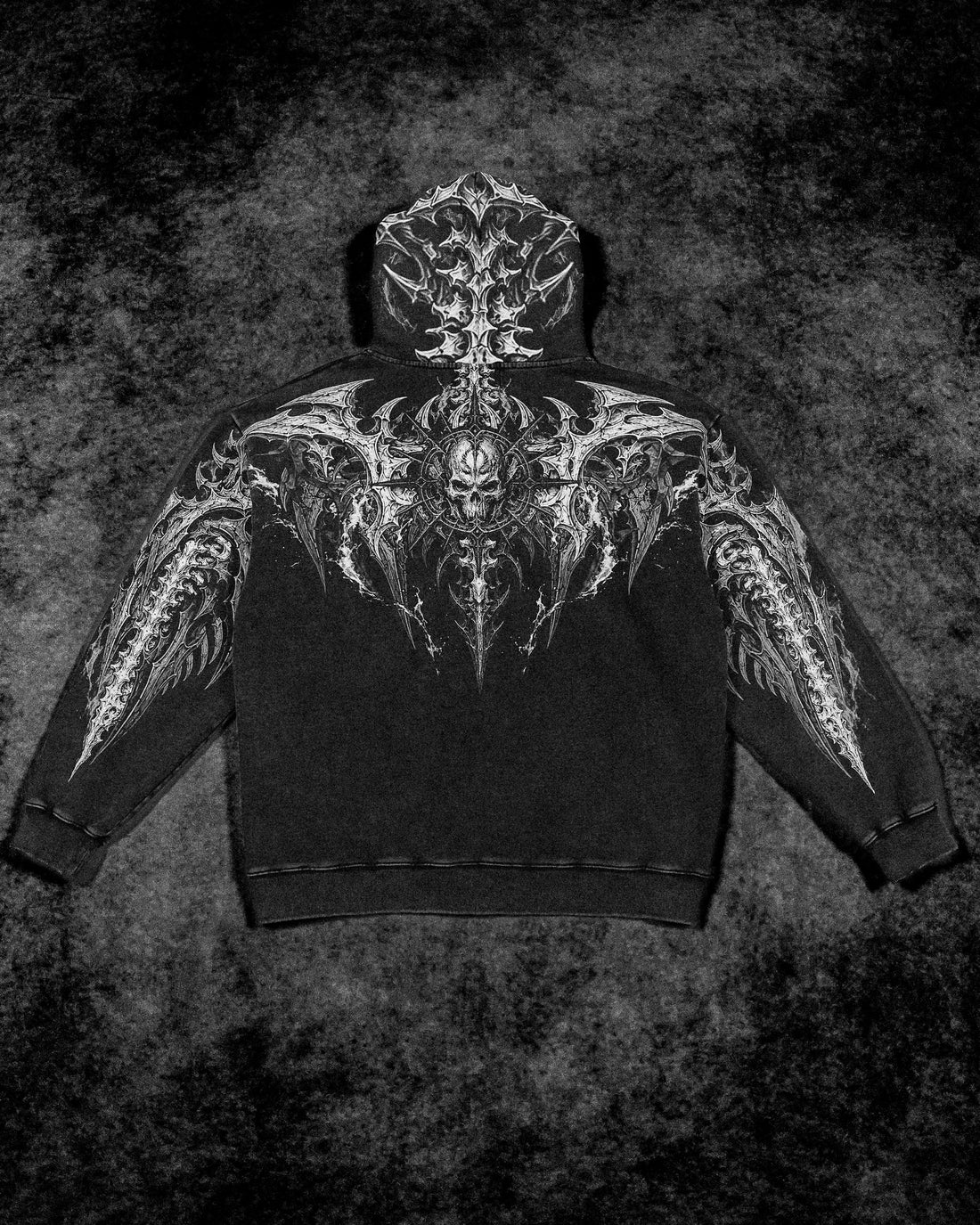 Death Slayer Oversized Zip-up Hoodie [GHOST VINTAGE WASH]