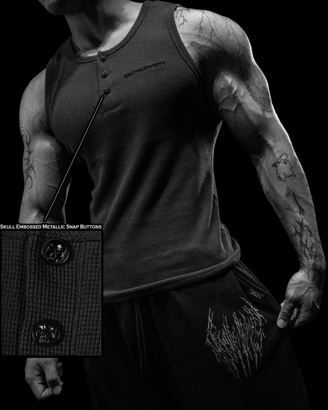 Metallic Henley Cut-off [PURGATORY GREY]