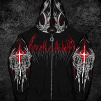 Death Blight Oversized Zip-Up Hoodie [HEAVENLY RED]