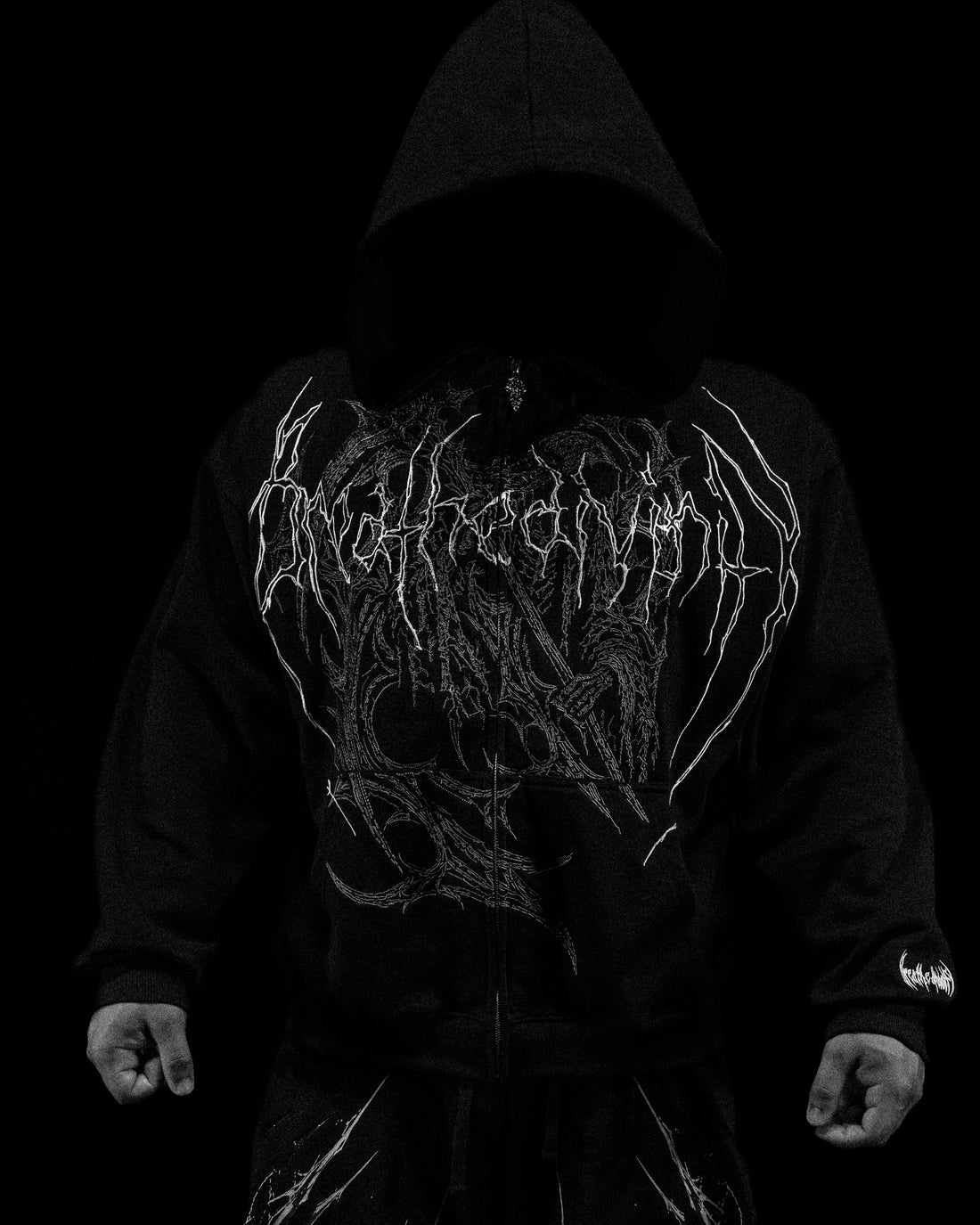 Grim Reaper Embroidered Oversized Zip-up Hoodie [GHOST]