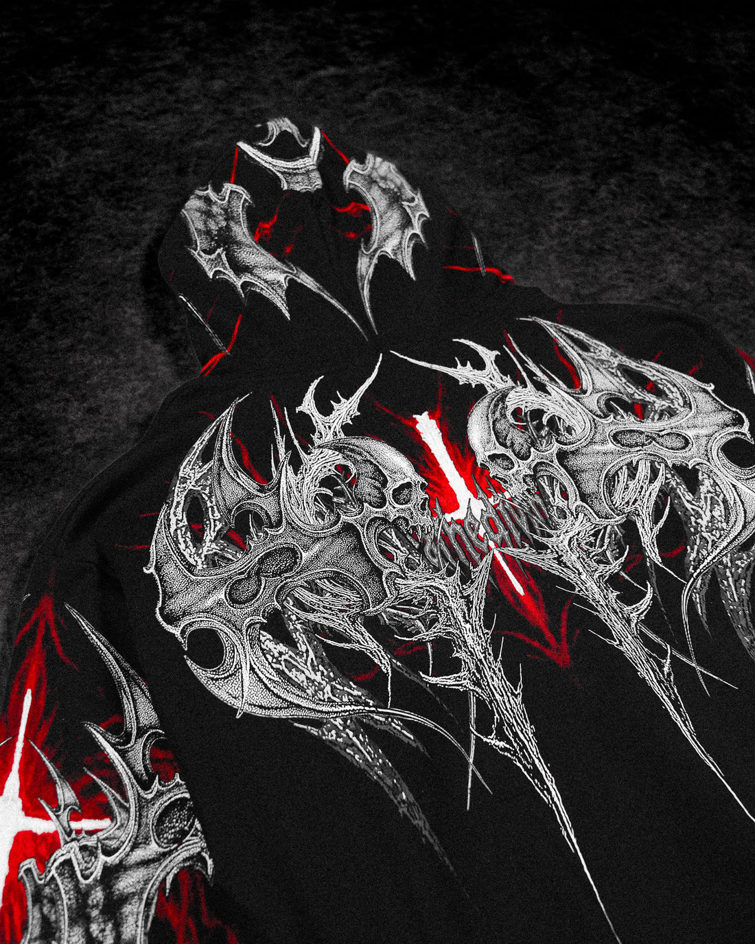 Death Blight Oversized Zip-Up Hoodie [HEAVENLY RED]