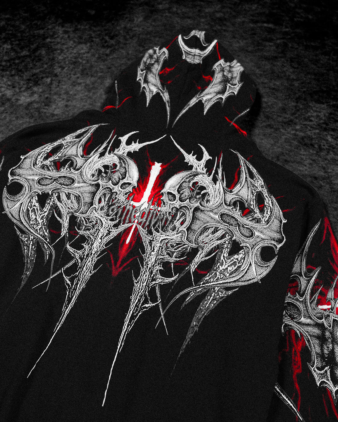Death Blight Oversized Zip-Up Hoodie [HEAVENLY RED]
