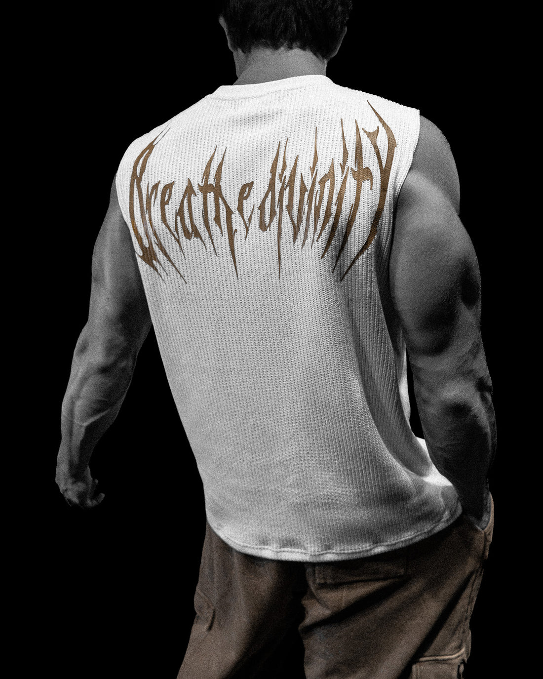 Waffle Knit Cut-off Tee [CREAME BRULEE]