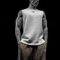 Waffle Knit Cut-off Tee [CREAME BRULEE]