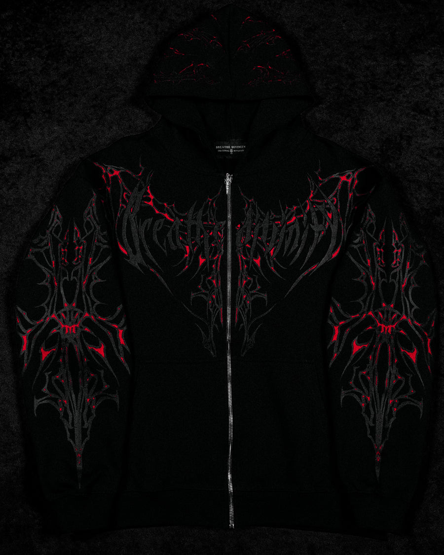 Shadow Monarch Oversized Zip-up Hoodie [INFERNO]