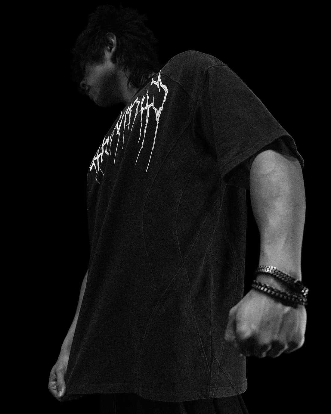 Abstract Oversized Simple T-shirt [SMOKE]