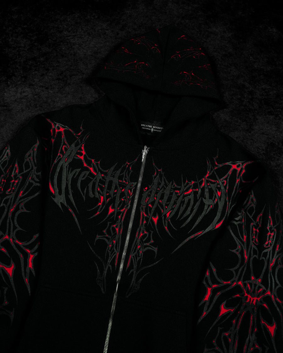 Shadow Monarch Oversized Zip-up Hoodie [INFERNO]