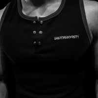 Metallic Henley Cut-off [MIDNIGHT]