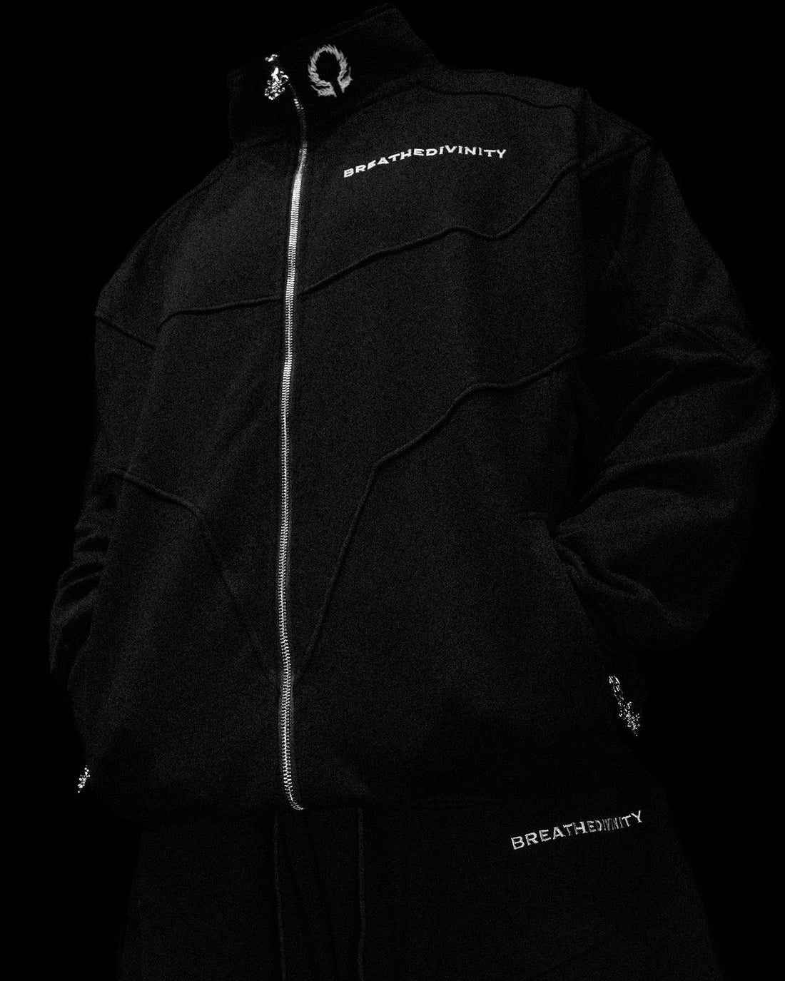 Deconstructed Oversized Cut & Sew Panel Full Zip Jacket [VOID