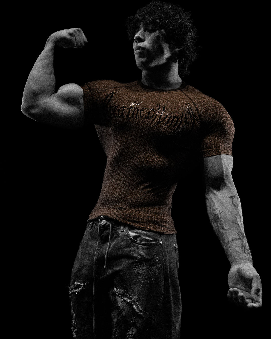 Doom Tech™ Armored Venom Texture Short sleeve Compression [LIGHT BROWN GRADIENT]