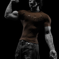 Doom Tech™ Armored Venom Texture Short sleeve Compression [LIGHT BROWN GRADIENT]