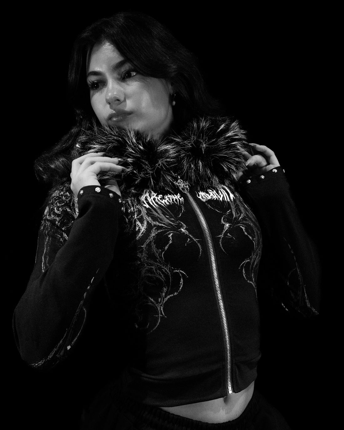 Infernal Faux Fur Lined Zip-Up [VOID BLACK]