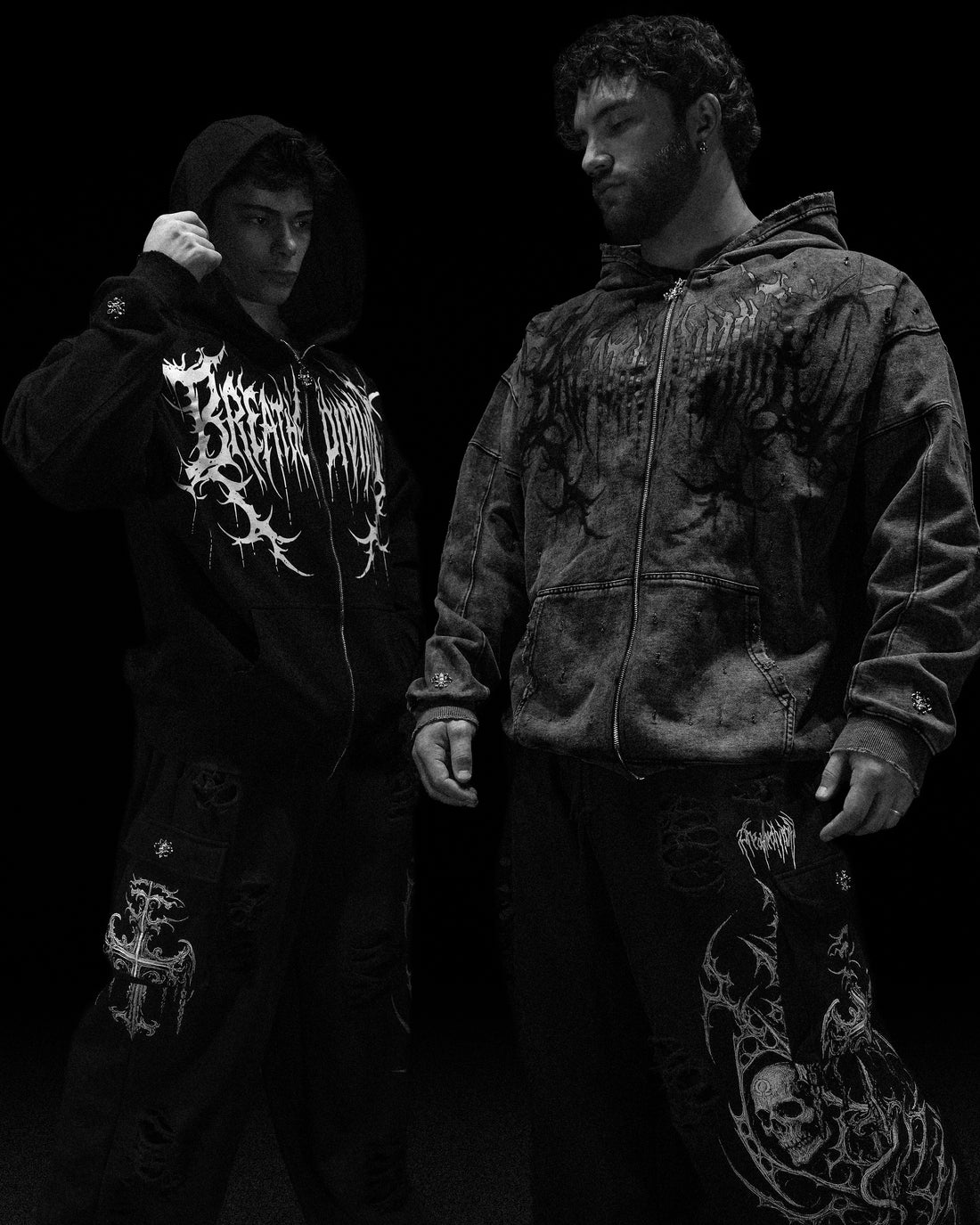 Mens Tarnished Zip-up Hoodie [VOID BLACK]