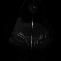 Women's Midnight Veil Cropped Zip-up Hoodie [STARLIGHT]