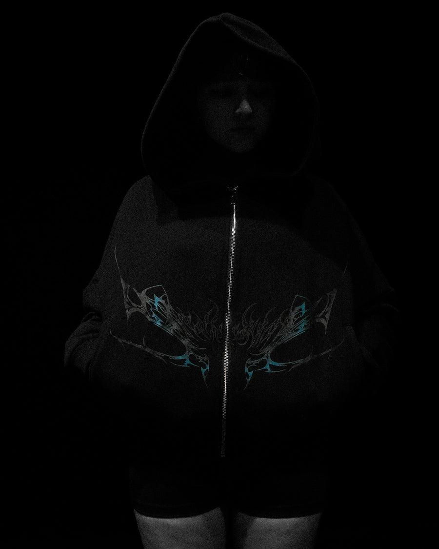 Women's Midnight Veil Cropped Zip-up Hoodie [STARLIGHT]