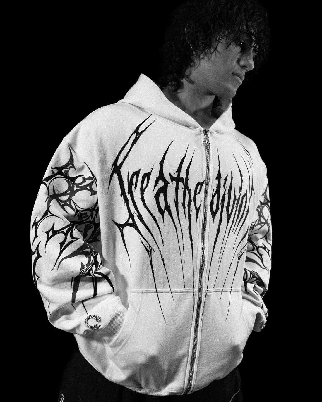Immortality Oversized Zip-Up Hoodie [DIVINE WHITE]