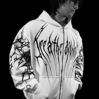 Immortality Oversized Zip-Up Hoodie [DIVINE WHITE]