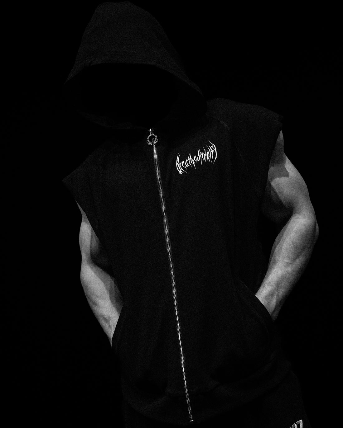 Venom Cutoff Zip-up Hoodie [VOID BLACK] – Breathedivinity
