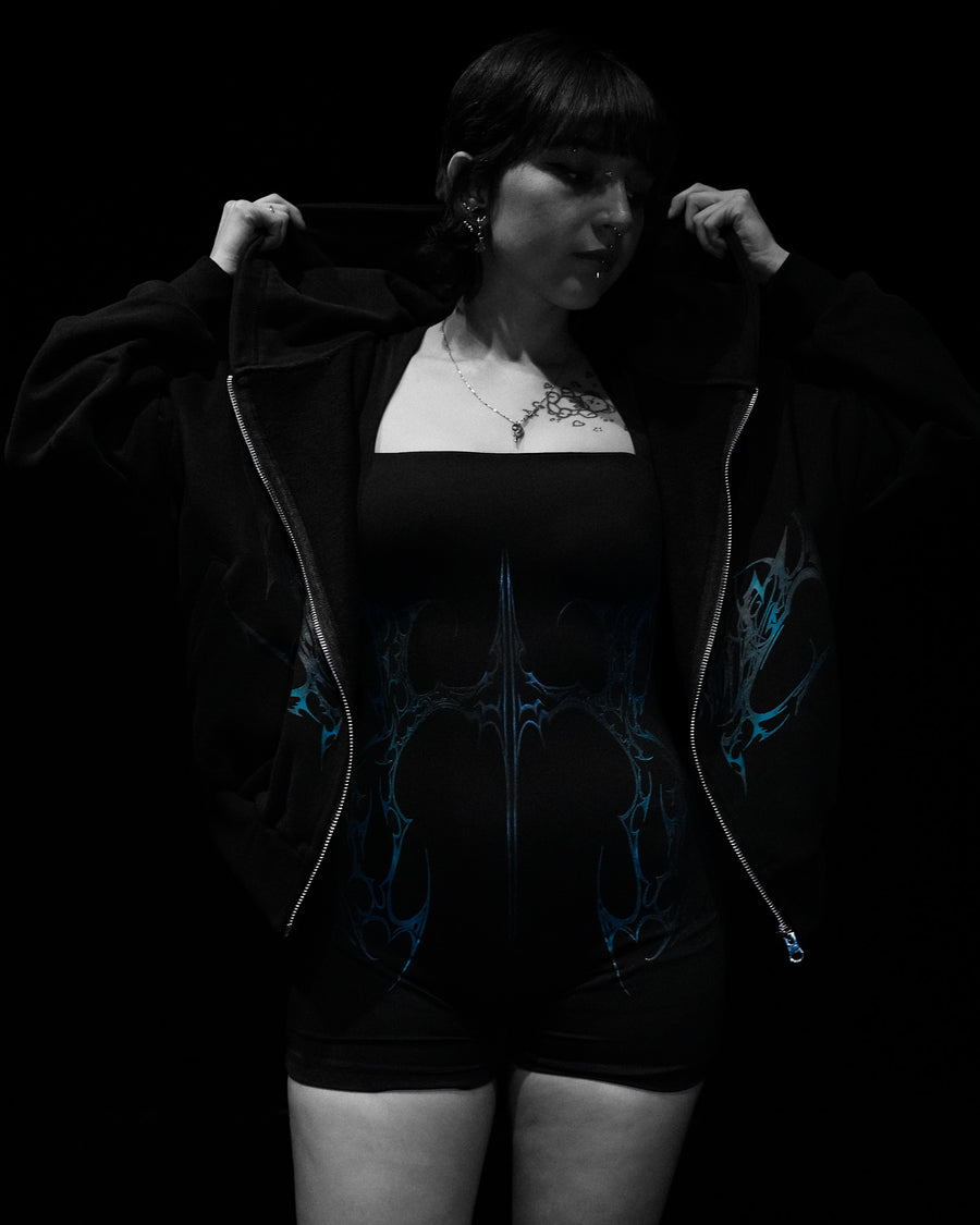 Women's Midnight Veil Cropped Zip-up Hoodie [STARLIGHT]
