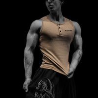 Metallic Henley Cut-off [TAUPE]