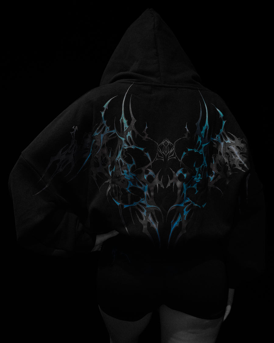 Women's Midnight Veil Cropped Zip-up Hoodie [STARLIGHT]